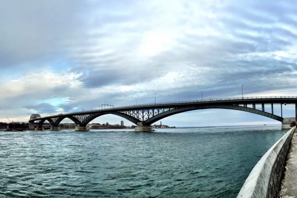 A Panorama of the Peace Bridge, Fort Erie-Buffalo